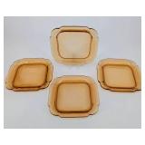 Amber Glass Square Dessert Plates - 6 3/4 in - Set of 7