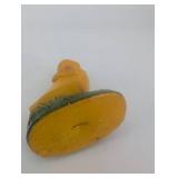 Pair of Yellow Duck Figurines on Leaf-Textured Green Bases