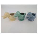 Pastel Ceramic Duck Planters (Lot of 3)
