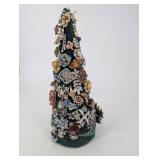 Bejeweled Velvet Cone Sculpture Covered in Vintage Brooches and Crystals