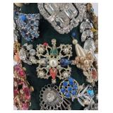 Bejeweled Velvet Cone Sculpture Covered in Vintage Brooches and Crystals