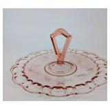 Glass Pedestal Compote with Ring-Handle and Cut-Out Rim Pattern