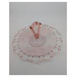 Glass Pedestal Compote with Ring-Handle and Cut-Out Rim Pattern