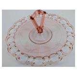 Glass Pedestal Compote with Ring-Handle and Cut-Out Rim Pattern