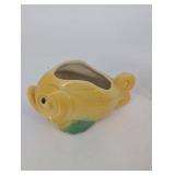 Pair of Ceramic Pig Figurines - Yellow Pig and Multicolor Pig with Pink Scarf