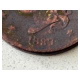 1837 Coronet Head Cent Plain Cords