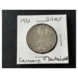 1951 German Silver 5 Deutschmark