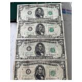 1950 Green Seal $5 Dollar Federal Reserve Notes