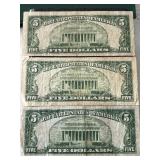 1934 Green Seal $5 Dollar Federal Reserve Notes