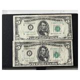 1950 Green Seal $5 Dollar Federal Reserve Notes
