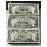 1950 Green Seal $5 Dollar Federal Reserve Notes