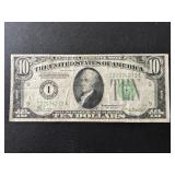 1934 A Green Seal $10 Dollar Federal Reserve Note