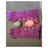 Purple Velvet Gloves with Decorative Stone Eggs