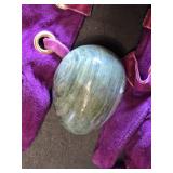 Purple Velvet Gloves with Decorative Stone Eggs