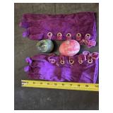 Purple Velvet Gloves with Decorative Stone Eggs