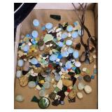 Lot of Decorative Stones and Mosaic Tiles with Wire-Wrapped Pendant and Leather Cord