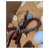Lot of Decorative Stones and Mosaic Tiles with Wire-Wrapped Pendant and Leather Cord