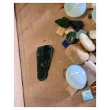 Lot of Decorative Stones and Mosaic Tiles with Wire-Wrapped Pendant and Leather Cord