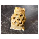 Stone Carved Owl Figurine - About 3" tall