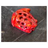 Red Carved Stone Frog Figurine