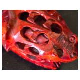 Red Carved Stone Frog Figurine