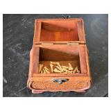 Small Shark Teeth in Decorative Wooden Box
