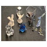 Assorted Figurines and Glass Sculptures including Fairies and Birds, and Glass Bear Figurines
