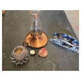 Copper Oil Lamp, Sun and Moon Candle Holder, and Various Candle Holders