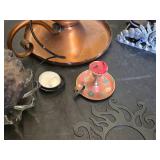 Copper Oil Lamp, Sun and Moon Candle Holder, and Various Candle Holders
