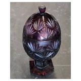 Ruby Red Glass Covered Candy Dish