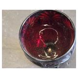 Ruby Red Glass Covered Candy Dish