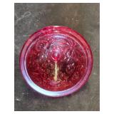 Ruby Red Glass Compote with Lid
