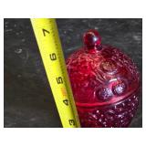 Ruby Red Glass Compote with Lid