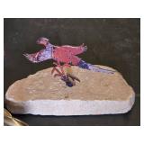 Glass Bird Figurine, Peacock Figurine, Brass Swan Dish, and Metal Bird Sculpture