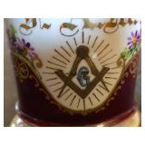 Masonic Ceramic Mug with Gold Trim and Floral Design