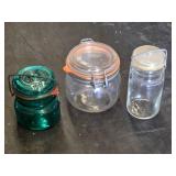 Le Parfait and Ball Glass Storage Jars Including Green and Clear Jars