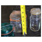 Le Parfait and Ball Glass Storage Jars Including Green and Clear Jars