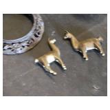 Brass and Bronze Decorative Items including Vintage Sprayer, Engraved Pan, and Figurines