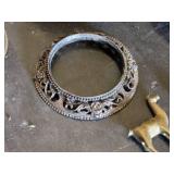 Brass and Bronze Decorative Items including Vintage Sprayer, Engraved Pan, and Figurines