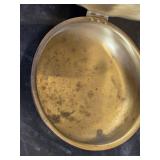 Brass and Bronze Decorative Items including Vintage Sprayer, Engraved Pan, and Figurines