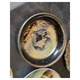 Hand-Painted Decorative Plates and Trays Assortment including Currier & Ives Winter Scene and Japanese Plates