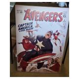 Avengers and Captain America Comic Books and Canvas Poster (Damage can be seen on back)