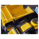 Toy Construction Vehicles Including Dump Truck, Front Loader, and Crane Truck