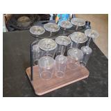 Wine Glass Holder Rack with Wooden Base