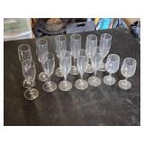 Set of 13 Assorted Wine and Champagne Glasses
