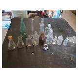Lot of Vintage Glass Bottles and Laboratory Flasks