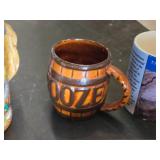 Lot of Beer Mugs, Flask, and Large Glass Bottle with Accessories