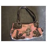 Pink and Brown Camouflage Purse with Cross Design