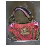 Pink Skull-Embellished Handbag with Studded Accents