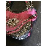 Pink Skull-Embellished Handbag with Studded Accents